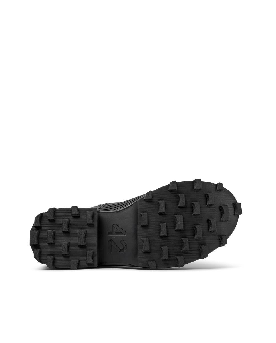 Botas Sola Track de Pele com Fecho Zip Preto-5