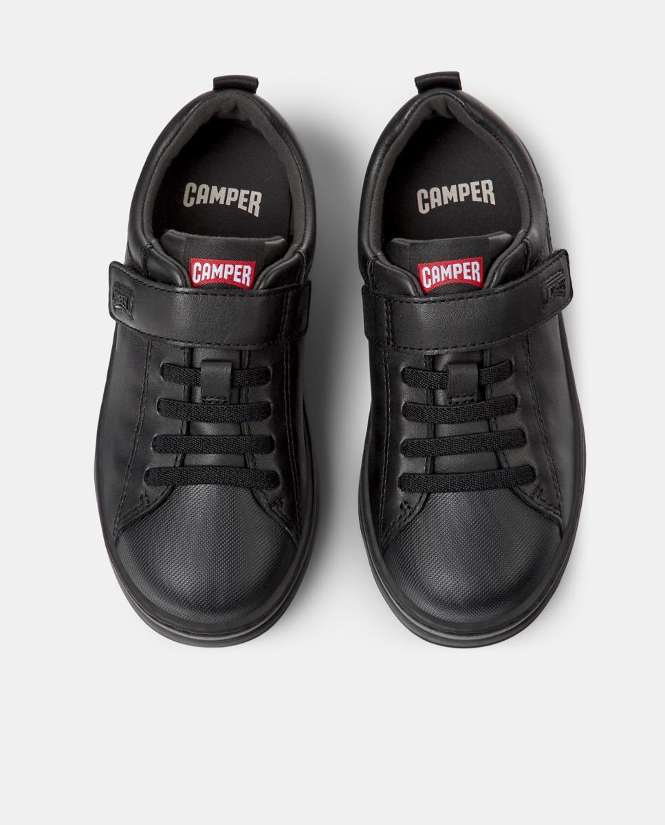 Sapatilhas de Pele Runner Four Lisas com Velcro e Atacadores Camper Preto-3