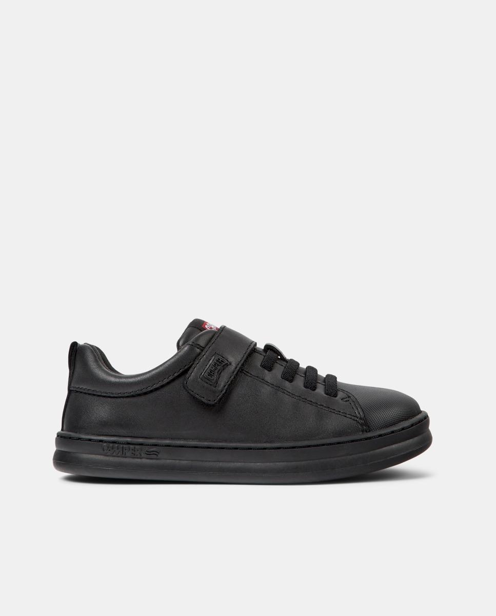 Sapatilhas de Pele Runner Four Lisas com Velcro e Atacadores Camper Preto-4