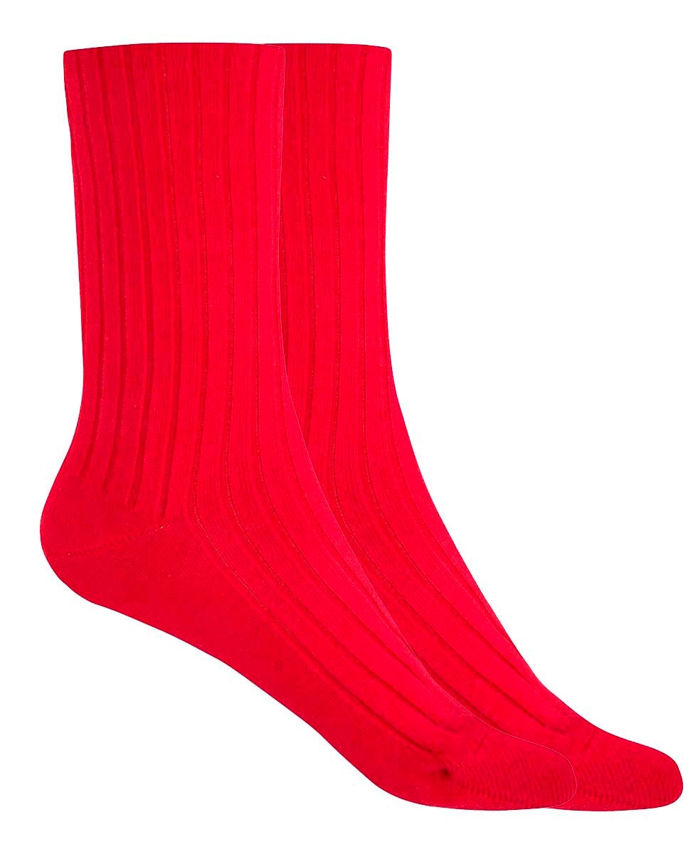 Pack de 2 Pares de Meias de Bambu Canelado com Punho Não Aperta Vermelho-1