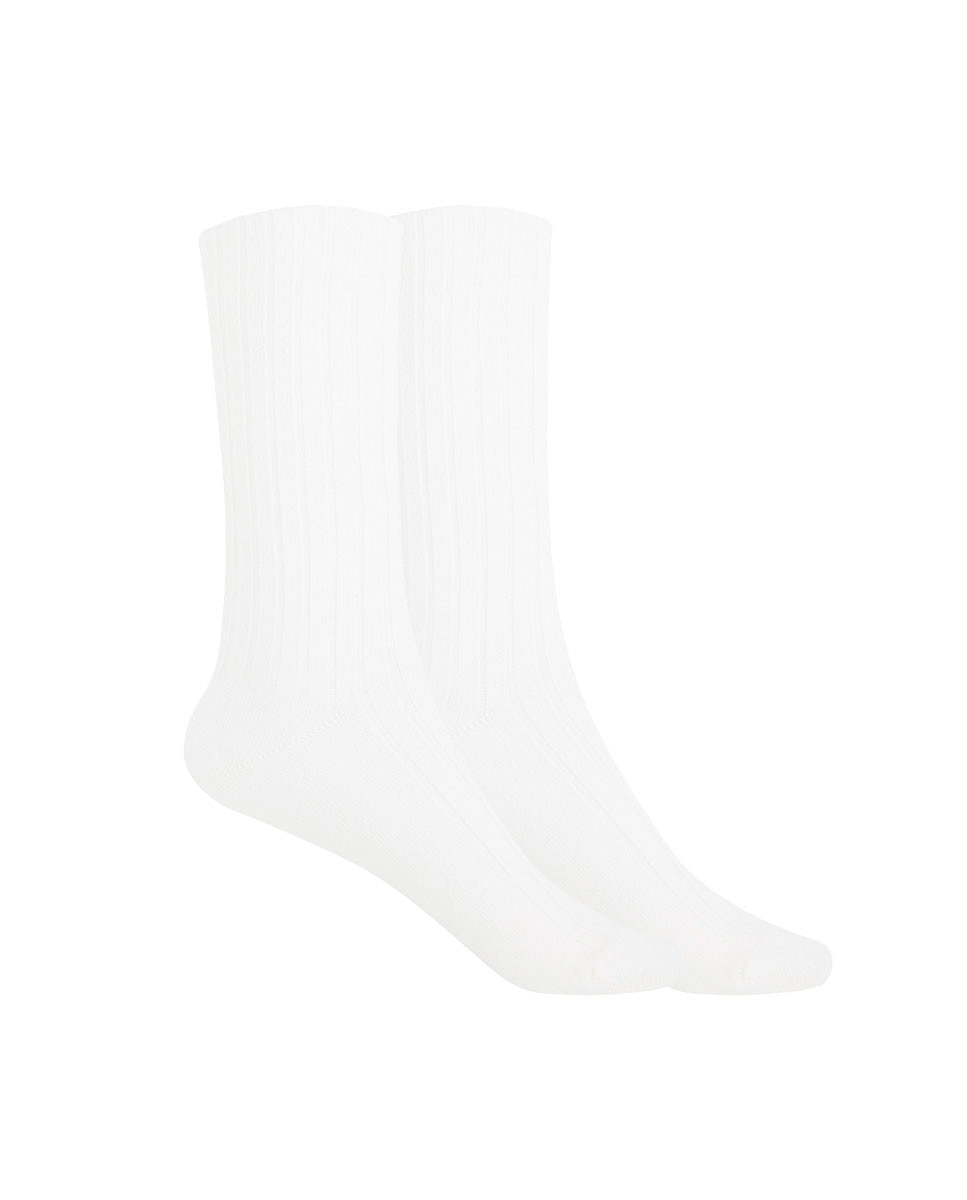 Pack de 2 Pares de Meias de Bambu Canelado com Punho Não Aperta Cru-1