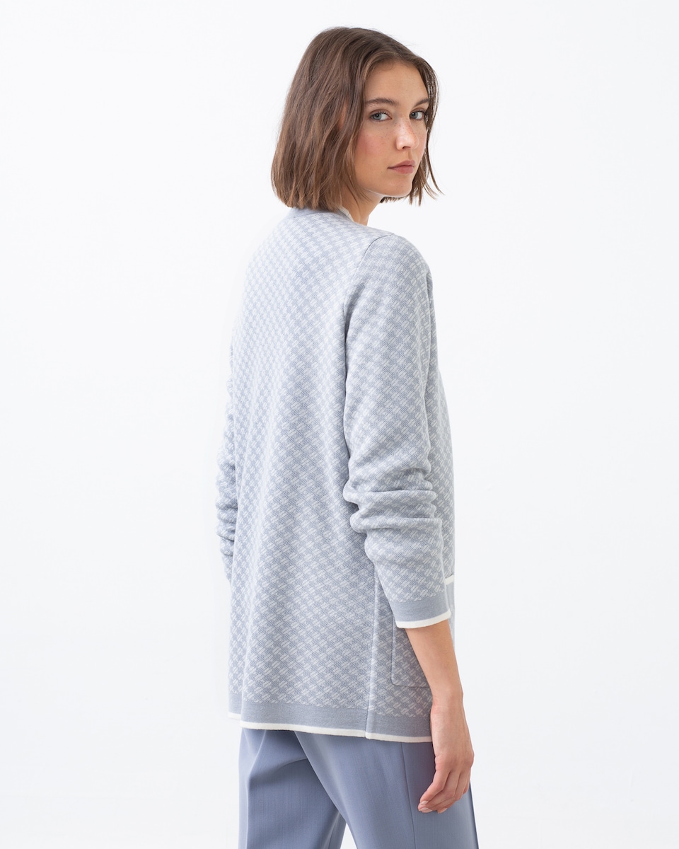 Cárdigan com Manga Comprida com Bolso Plastrão Debruado Branco-2