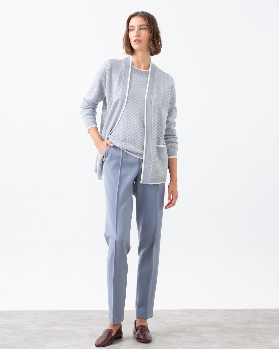 Cárdigan com Manga Comprida com Bolso Plastrão Debruado Branco-3