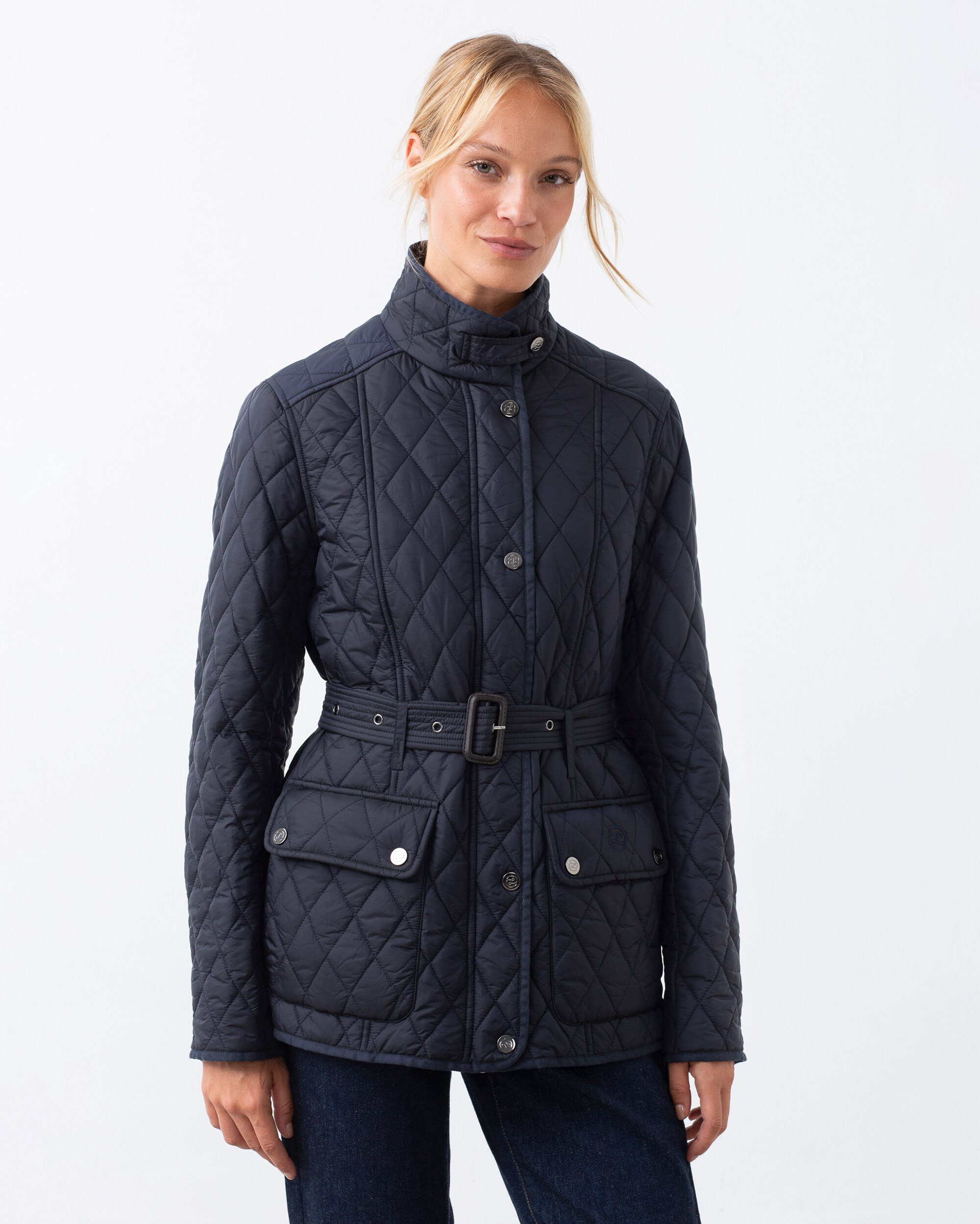 Blusão com Cinto e Acolchoado Azul-marinho-1