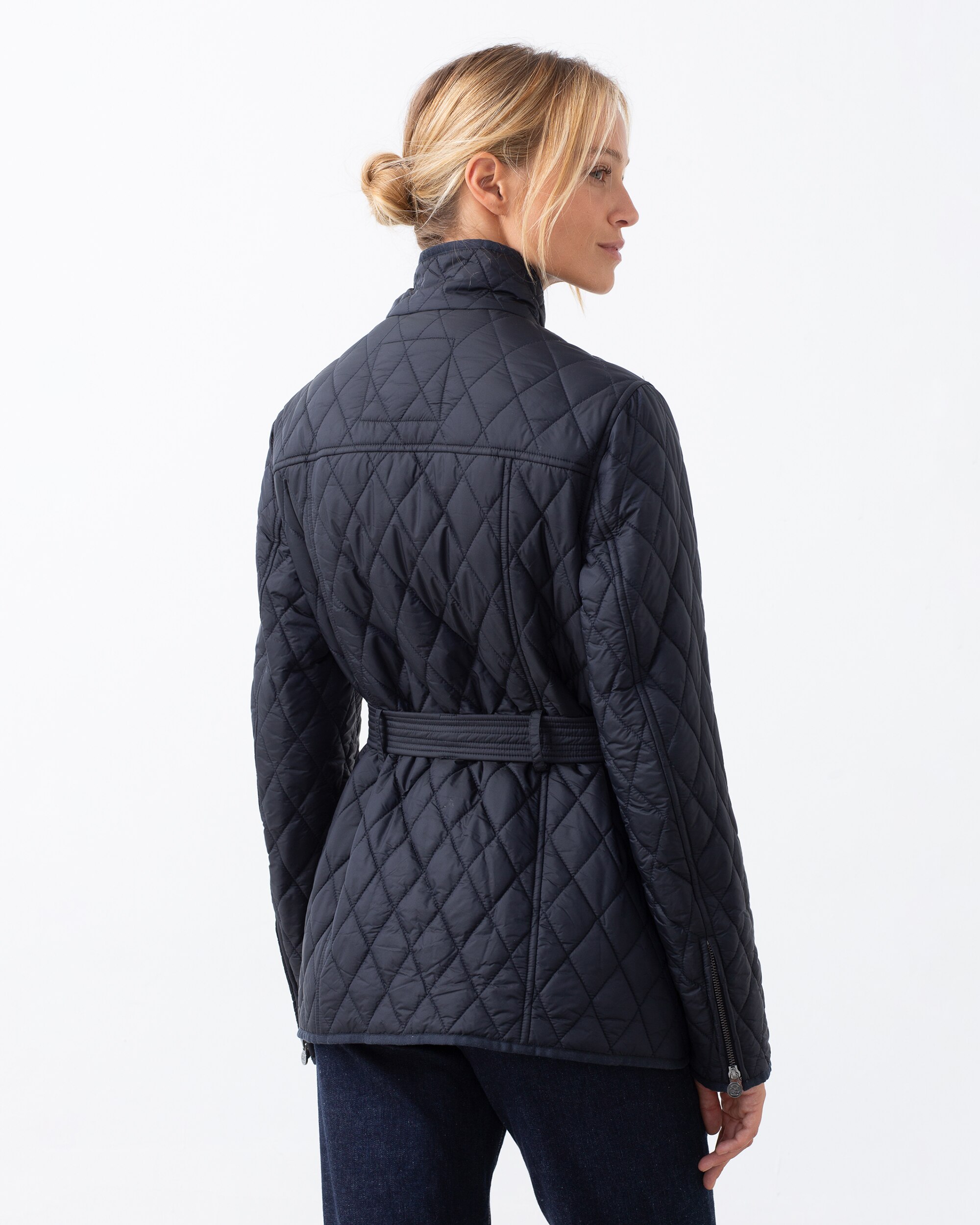 Blusão com Cinto e Acolchoado Azul-marinho-2