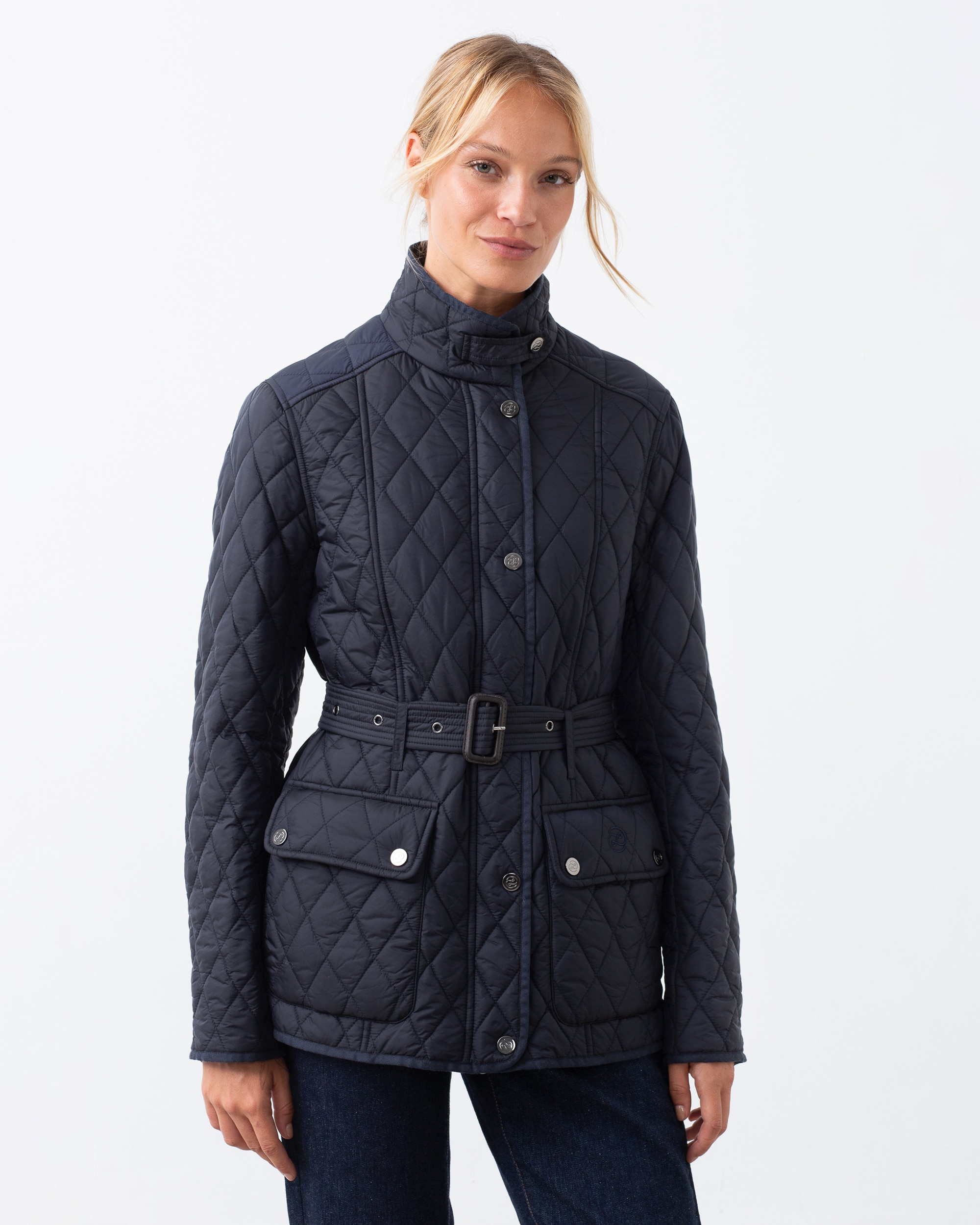 Blusão com Cinto e Acolchoado Azul-marinho-1