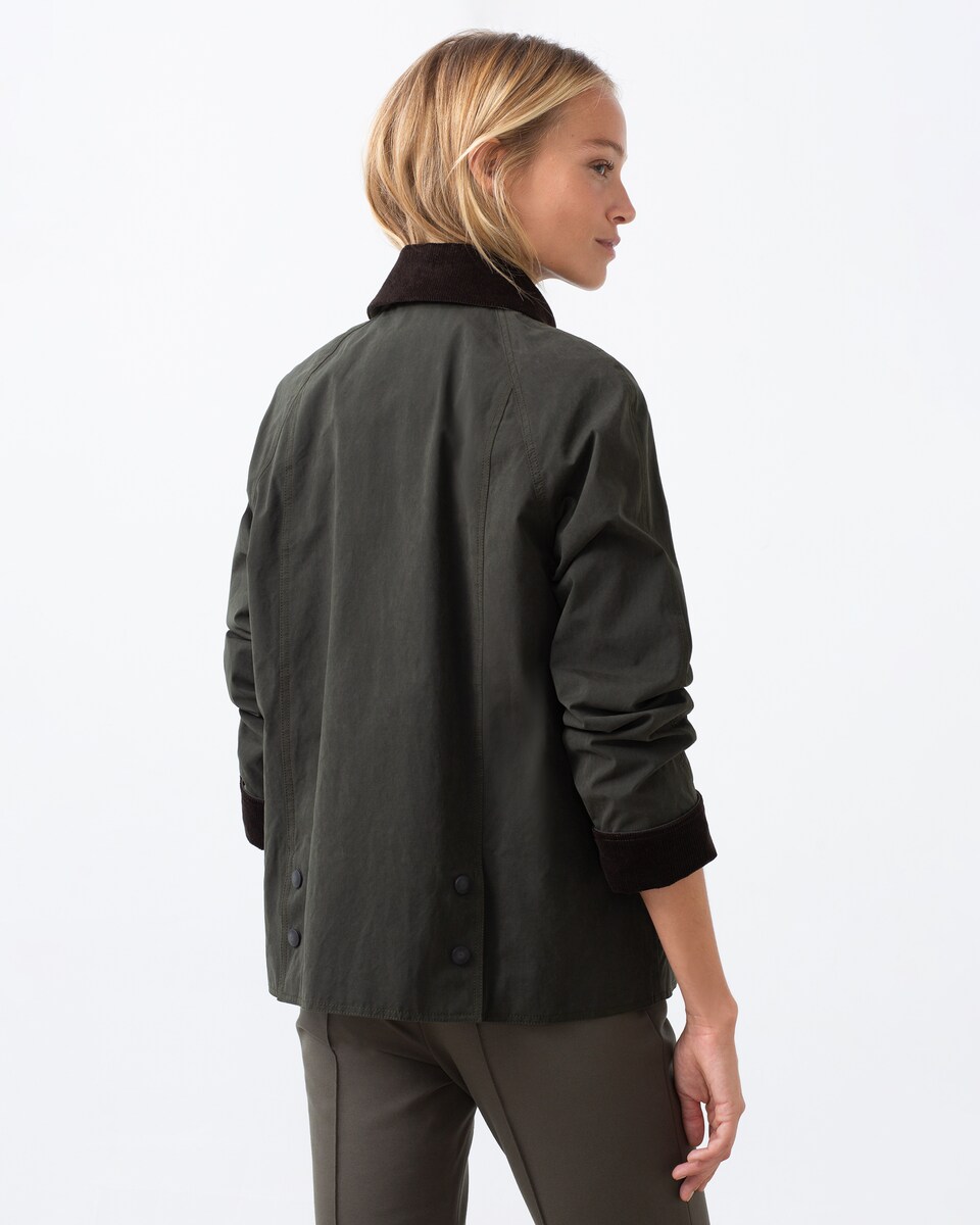 Blusão Curto com Gola de Bombazina Verde-escuro-2