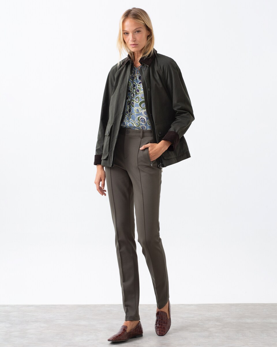 Blusão Curto com Gola de Bombazina Verde-escuro-3