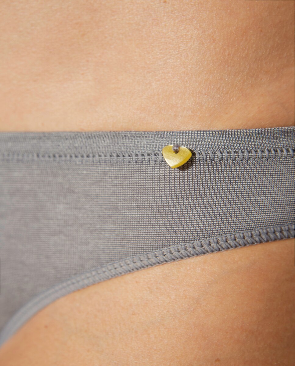 Cueca Bikini Mini de Tecido Ecofriendly Cinzento-3