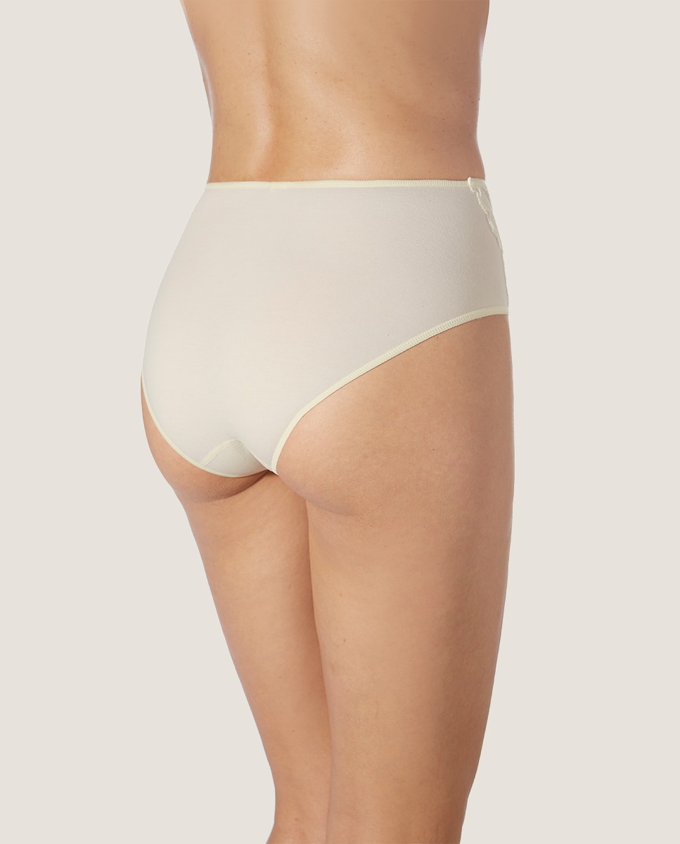 Cueca Alta com Detalhe de Renda em Tecido de Soja Ecofriendly Natural-2