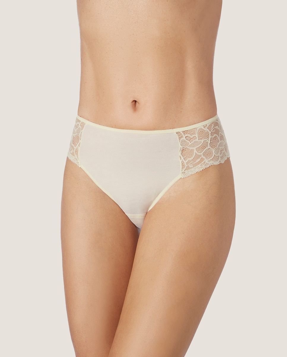 Cueca Alta com Detalhe de Renda em Tecido de Soja Ecofriendly Natural-1