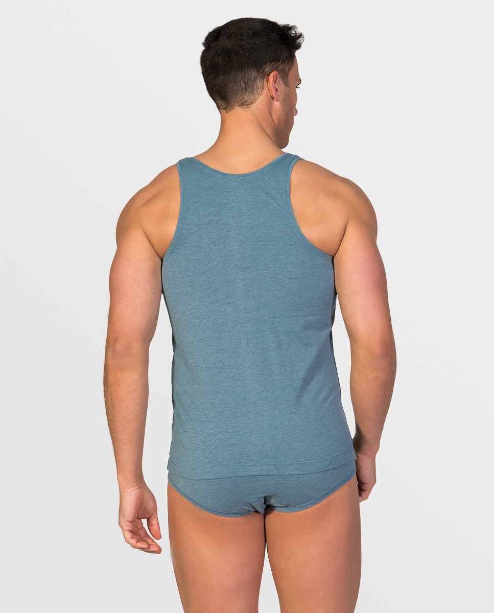 T-shirt Interior de Fio de Soja de Alças e Gola Redonda Azul-claro-2