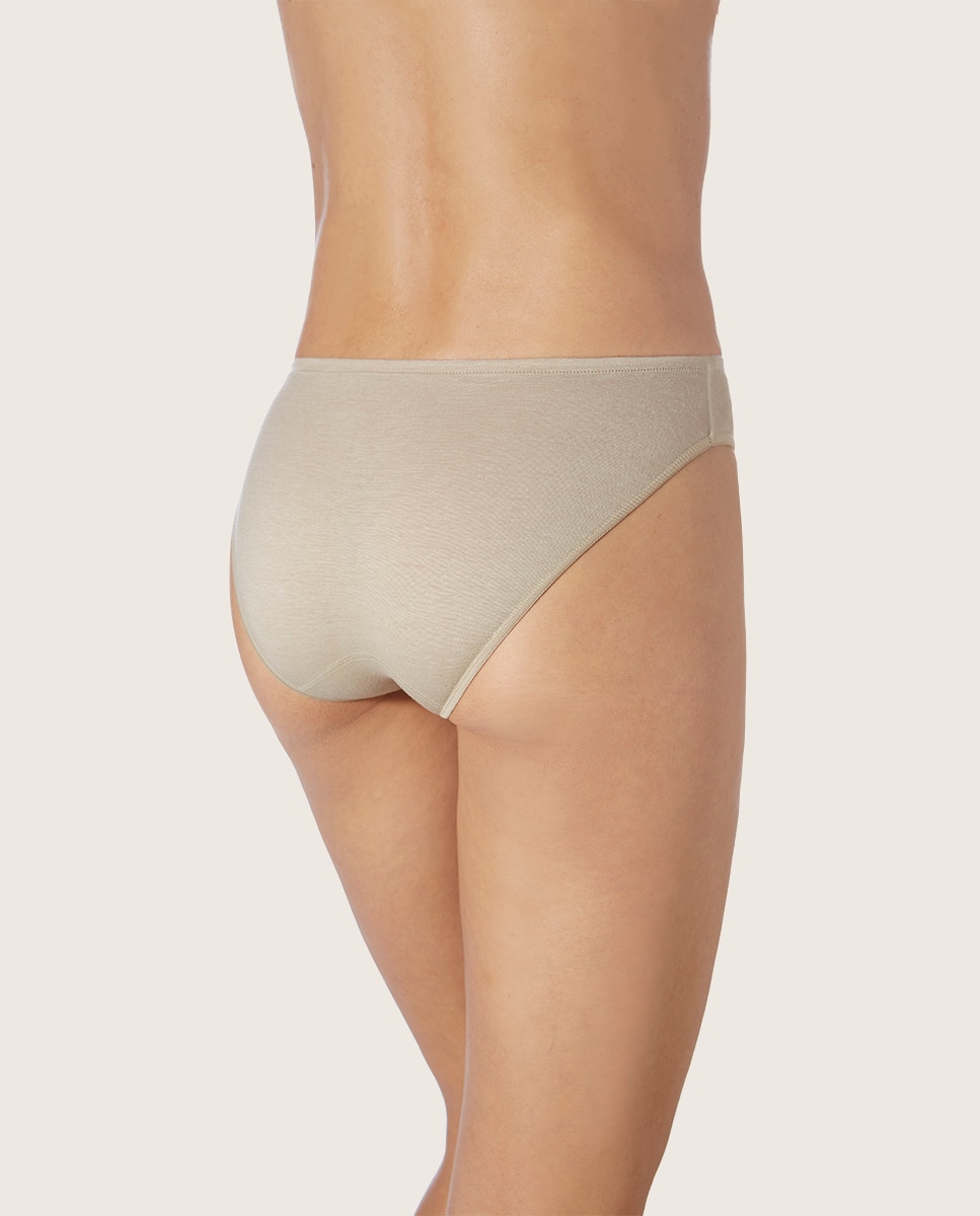 Cueca Bikini Mini de Tecido Ecofriendly Bege-3