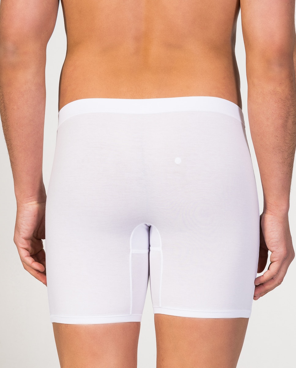 Boxer de Malha Ciclista de Algodão Egípcio Branco-2