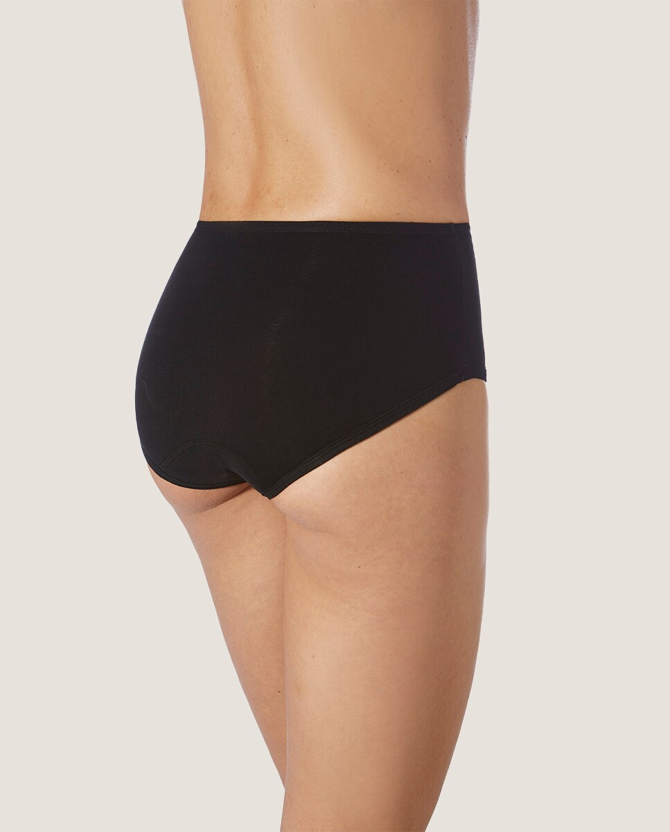 Cueca Alta Menstrual de Absorção Média em Tecido de Soja Ecofriendly Preto-2