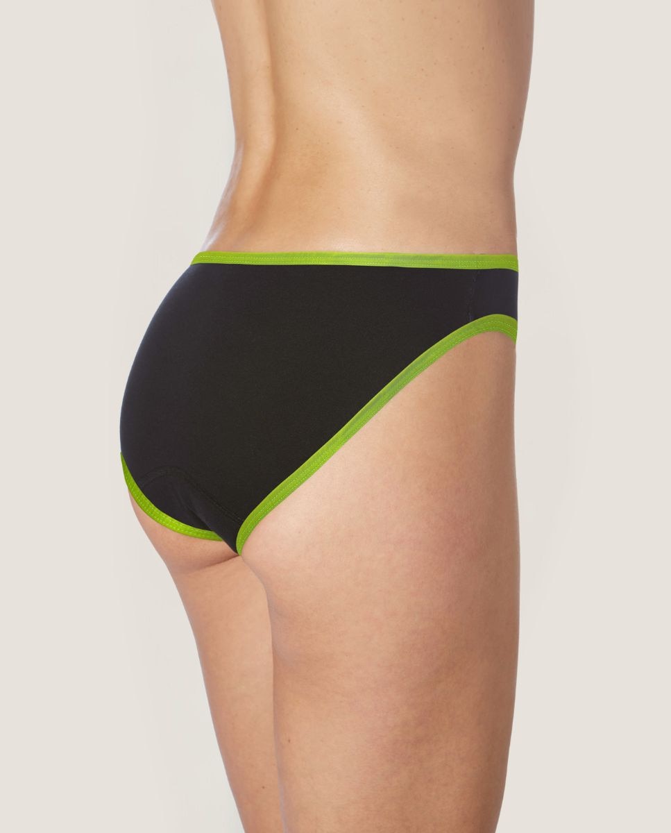 Cueca Biquíni Menstrual de Absorção Média em Tecido de Soja Ecofriendly Preto-2