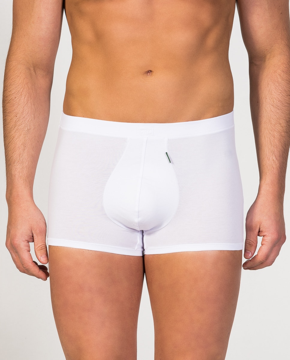 Boxer de Malha Shorty de Algodão Egípcio Branco-1