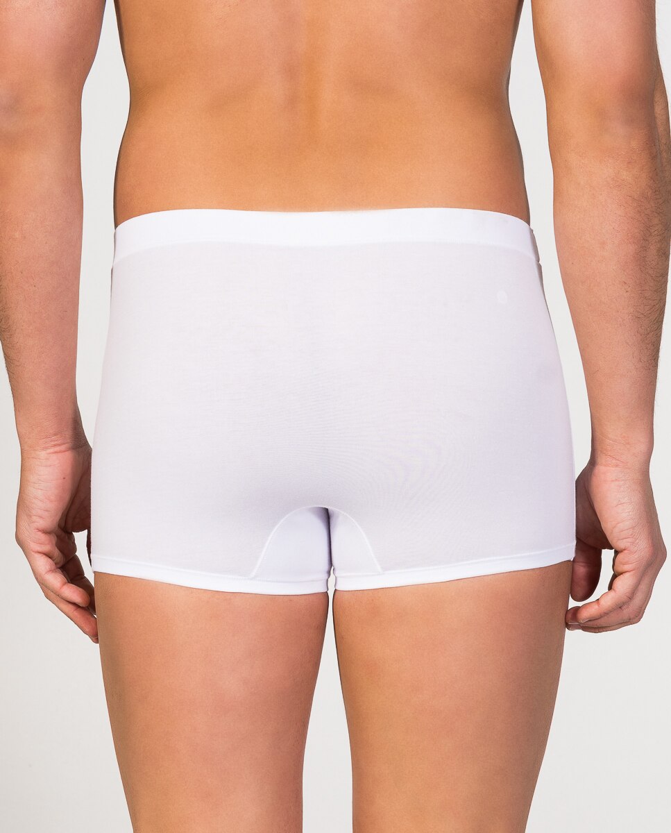Boxer de Malha Shorty de Algodão Egípcio Branco-3