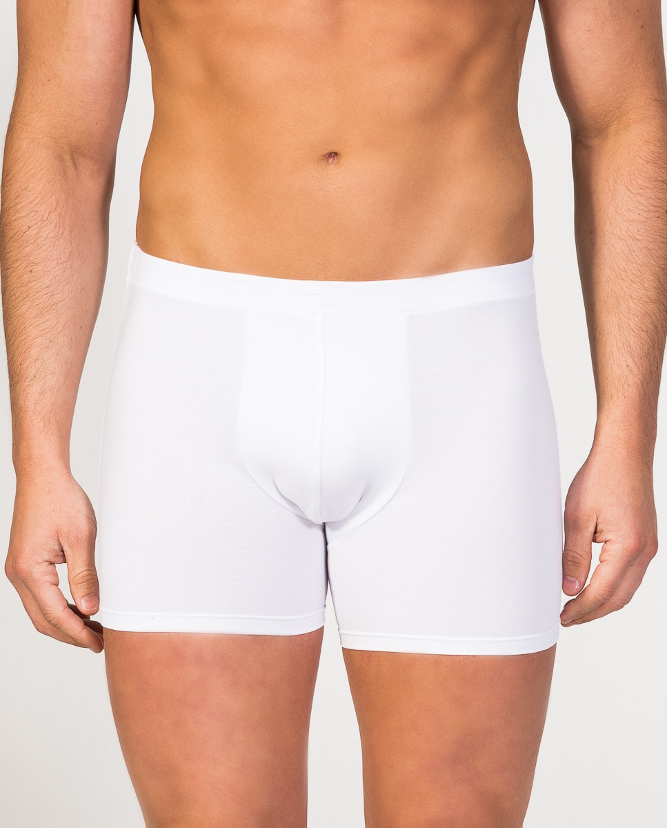 Boxers de Malha Micromodal em Branco Branco-1