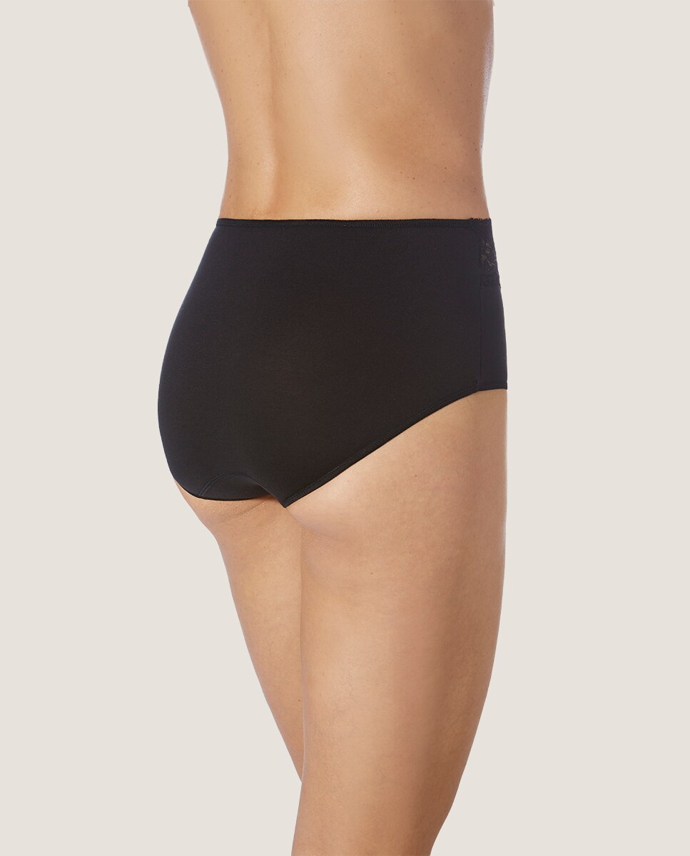 Cueca Alta com Detalhe de Renda em Tecido de Soja Ecofriendly Preto-2