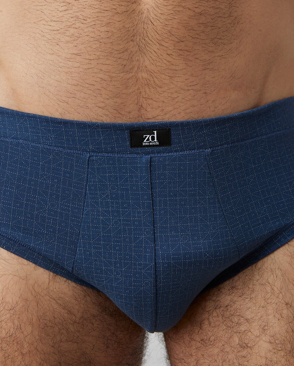 Slip de Algodão Egípcio Estampado Azul-marinho-2