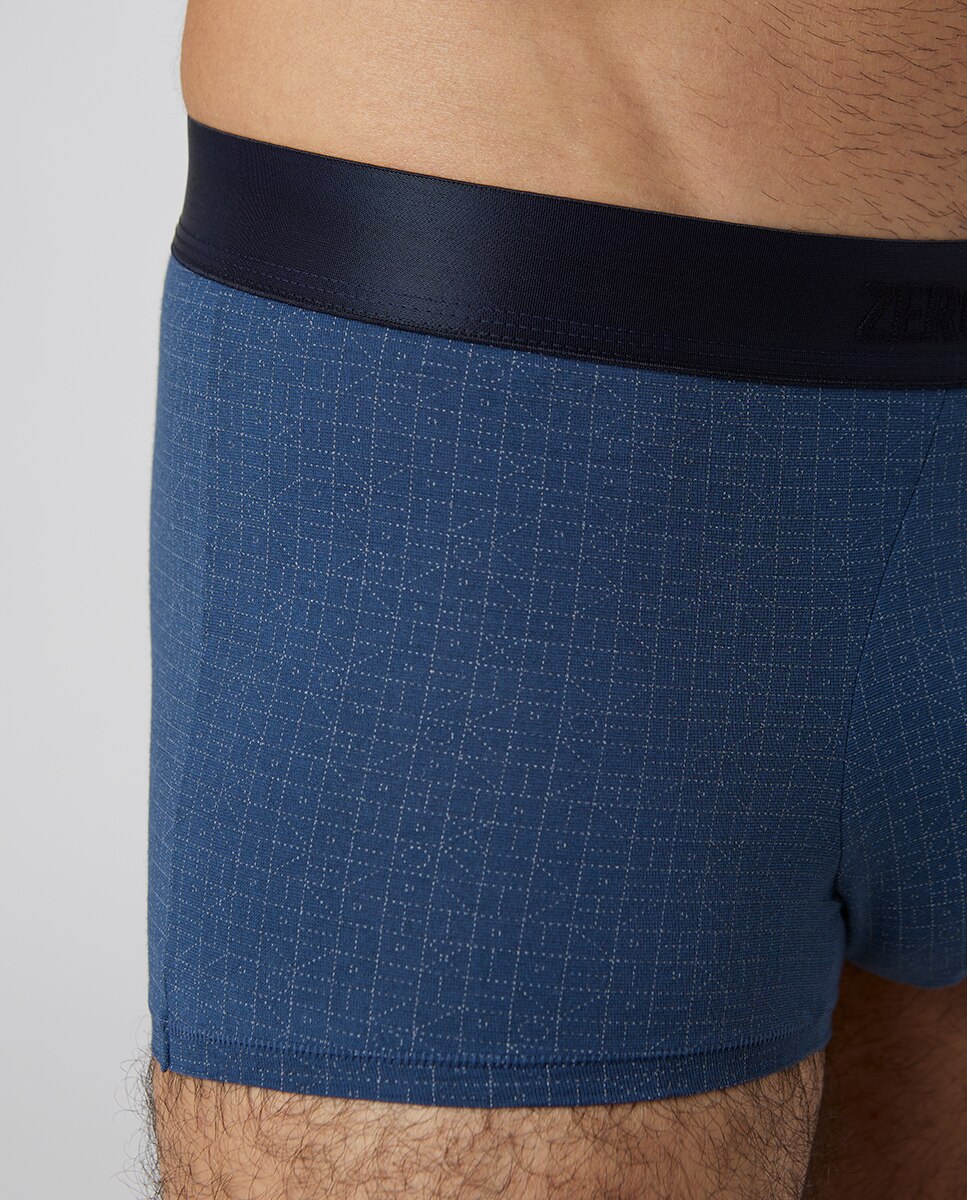 Boxers de Malha de Algodão Egípcio Estampado Azul-marinho-2