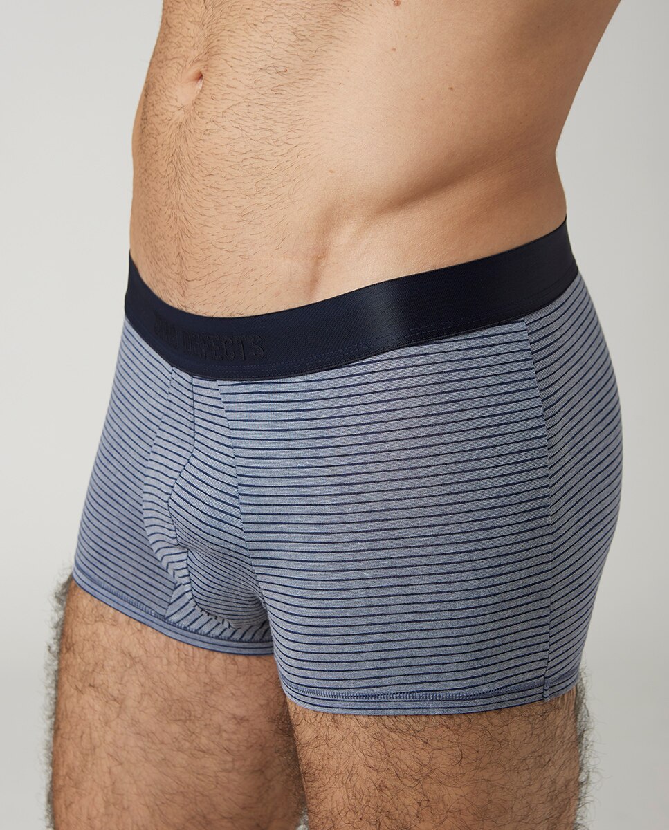 Boxers de Malha de Algodão Egípcio Estampado Azul / Cinzento-2