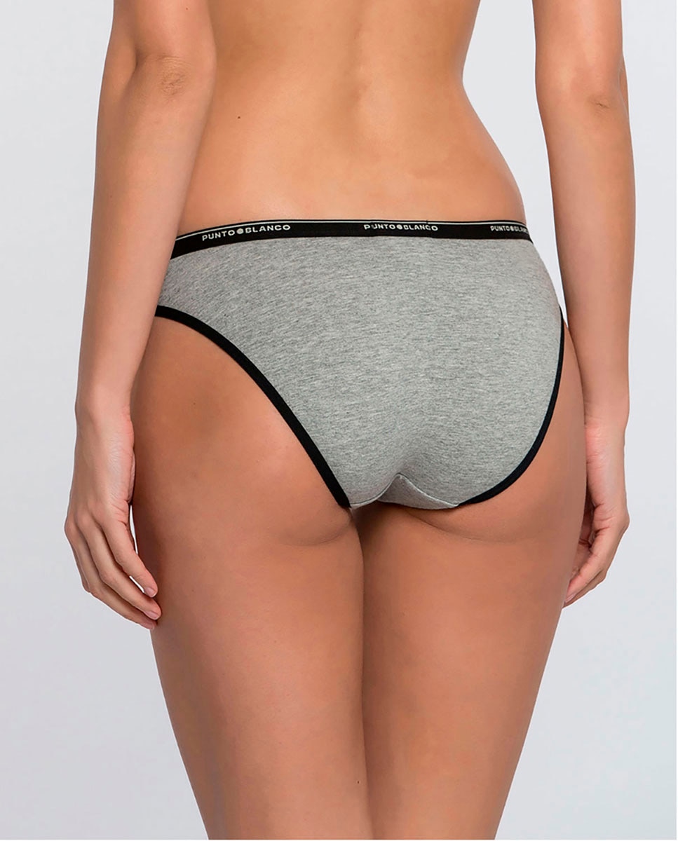 Cueca de Algodão com Borracha Logotipo Cinzento-2