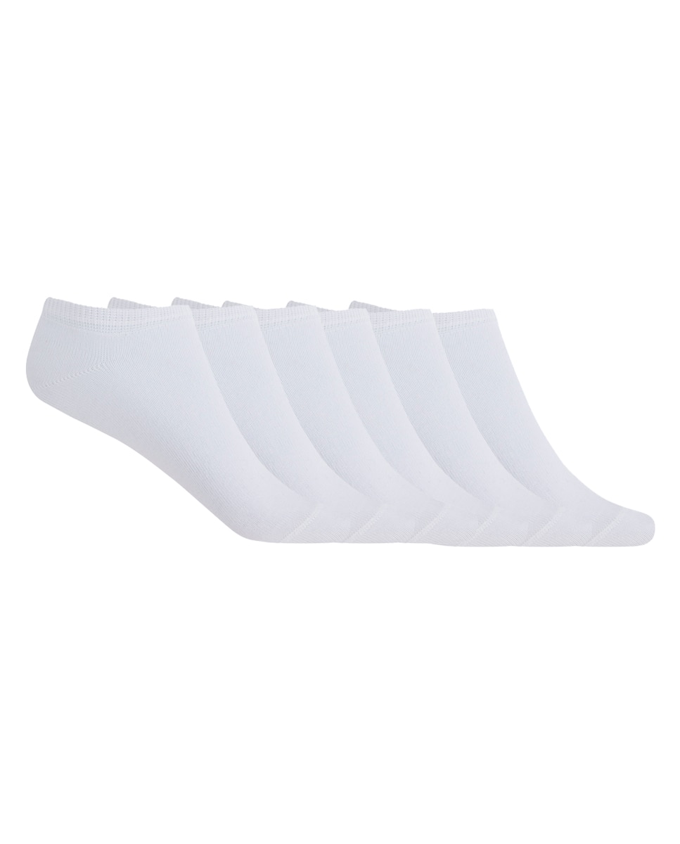 Pack de 6 Pares de Meias Lisas de Algodão Basix Punto Blanco Branco-1