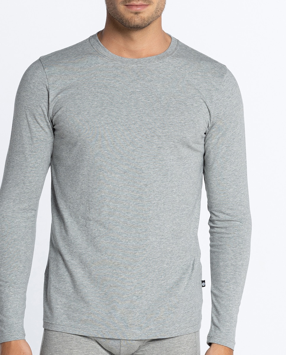 T-shirt de Manga Comprida Cinzento-1