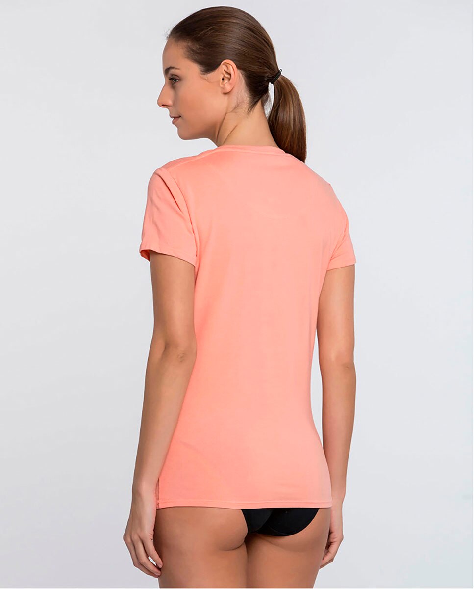T-shirt Interior de Manga Curta em Algodão Salmão-2