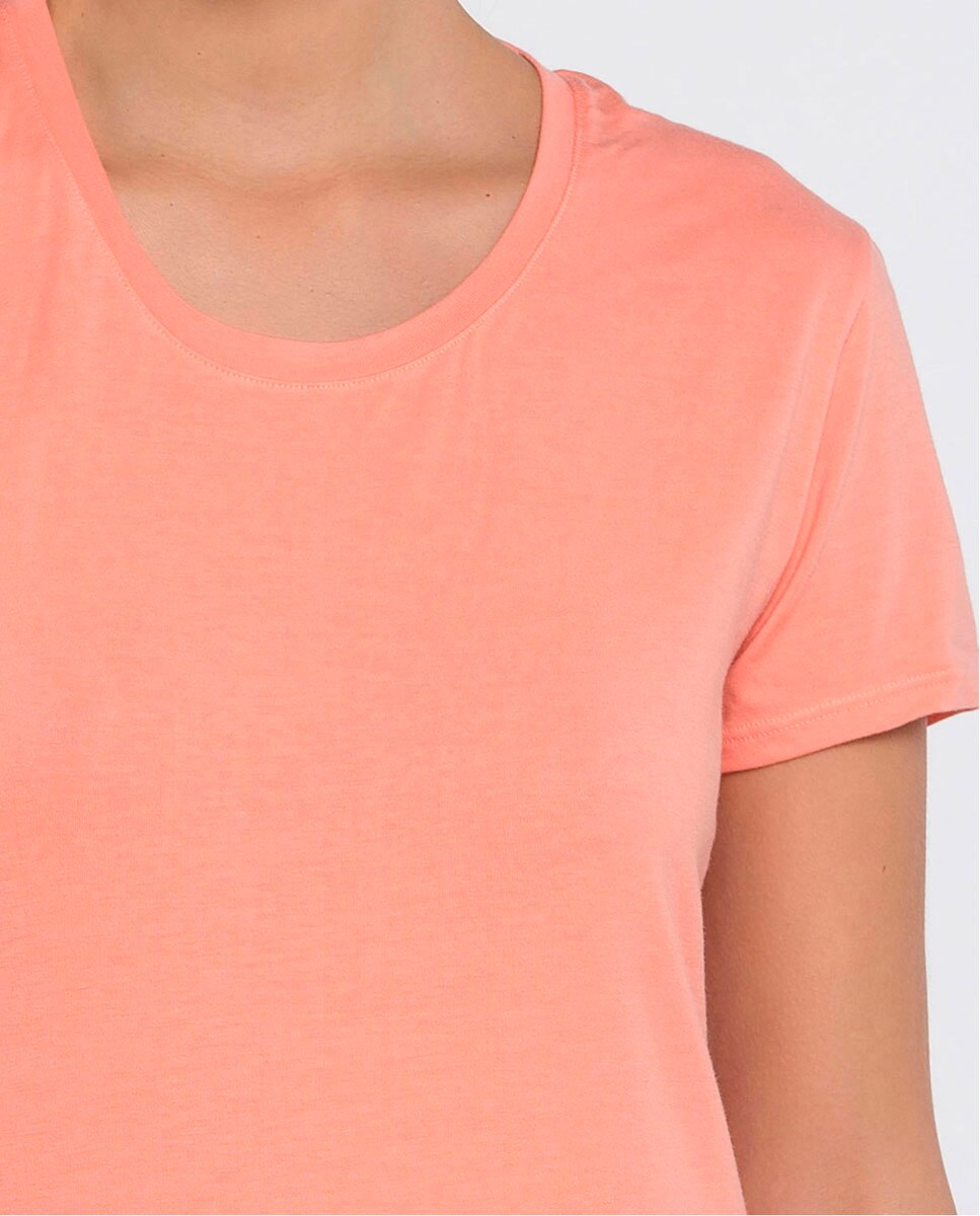 T-shirt Interior de Manga Curta em Algodão Salmão-3