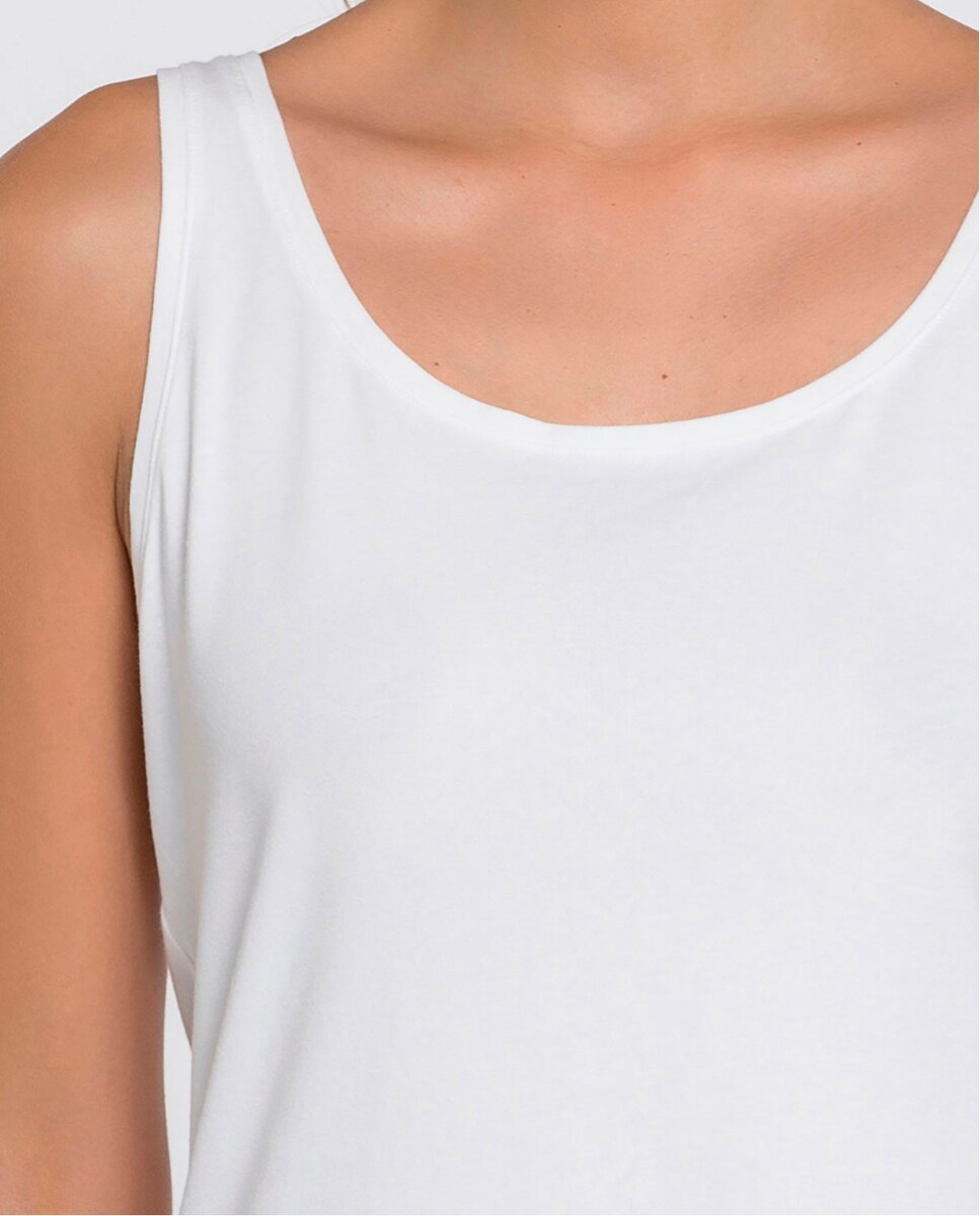 T-shirt sem Mangas em Algodão Branco-3