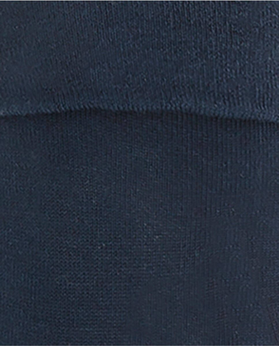 Pack de 3 Pares de Meias de Algodão Mercerizado com Punho Volteado Lisas Azul-marinho-2