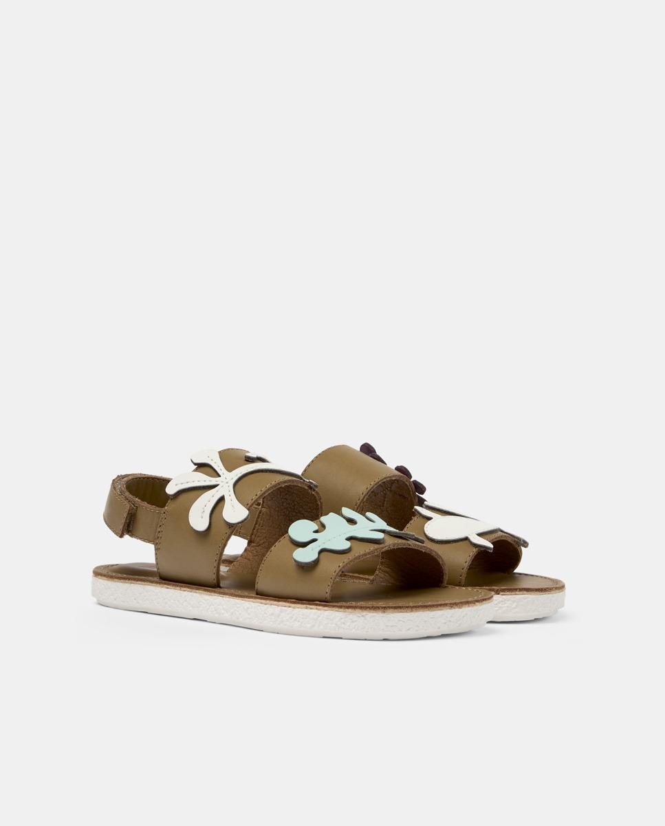 Sandálias Fechadas Infantil de Pele com Duas Tiras - Castanho Camper Castanho-2
