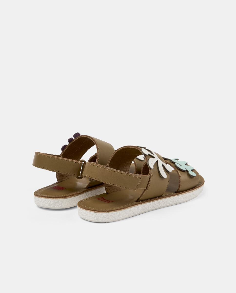Sandálias Fechadas Infantil de Pele com Duas Tiras - Castanho Camper Castanho-4