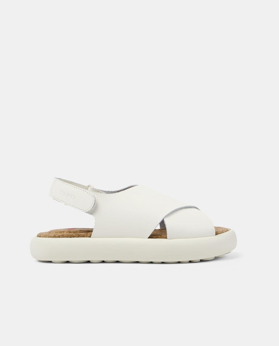 Sandálias Fechadas Infantil de Pele com Tira em X - Branco Branco-1