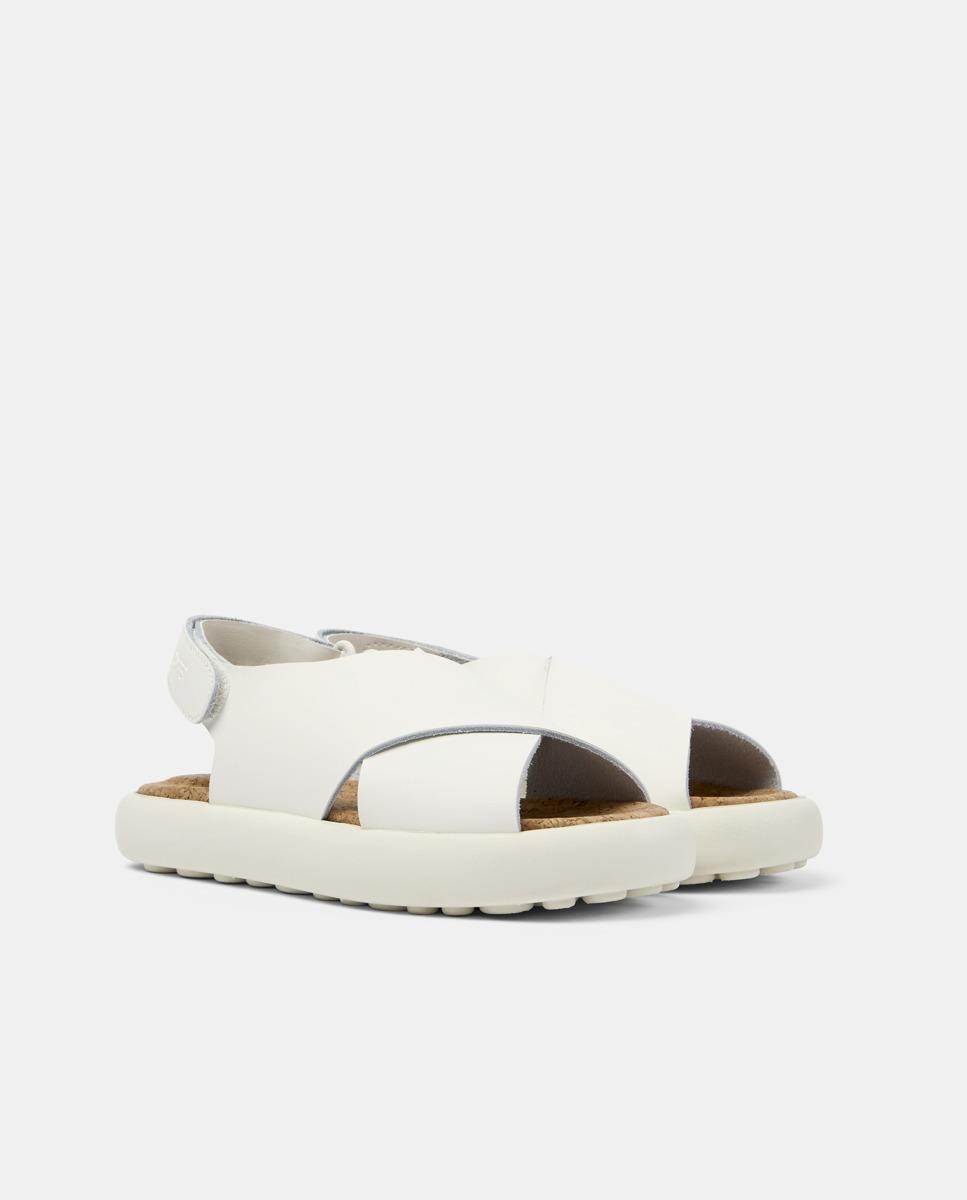 Sandálias Fechadas Infantil de Pele com Tira em X - Branco Branco-2