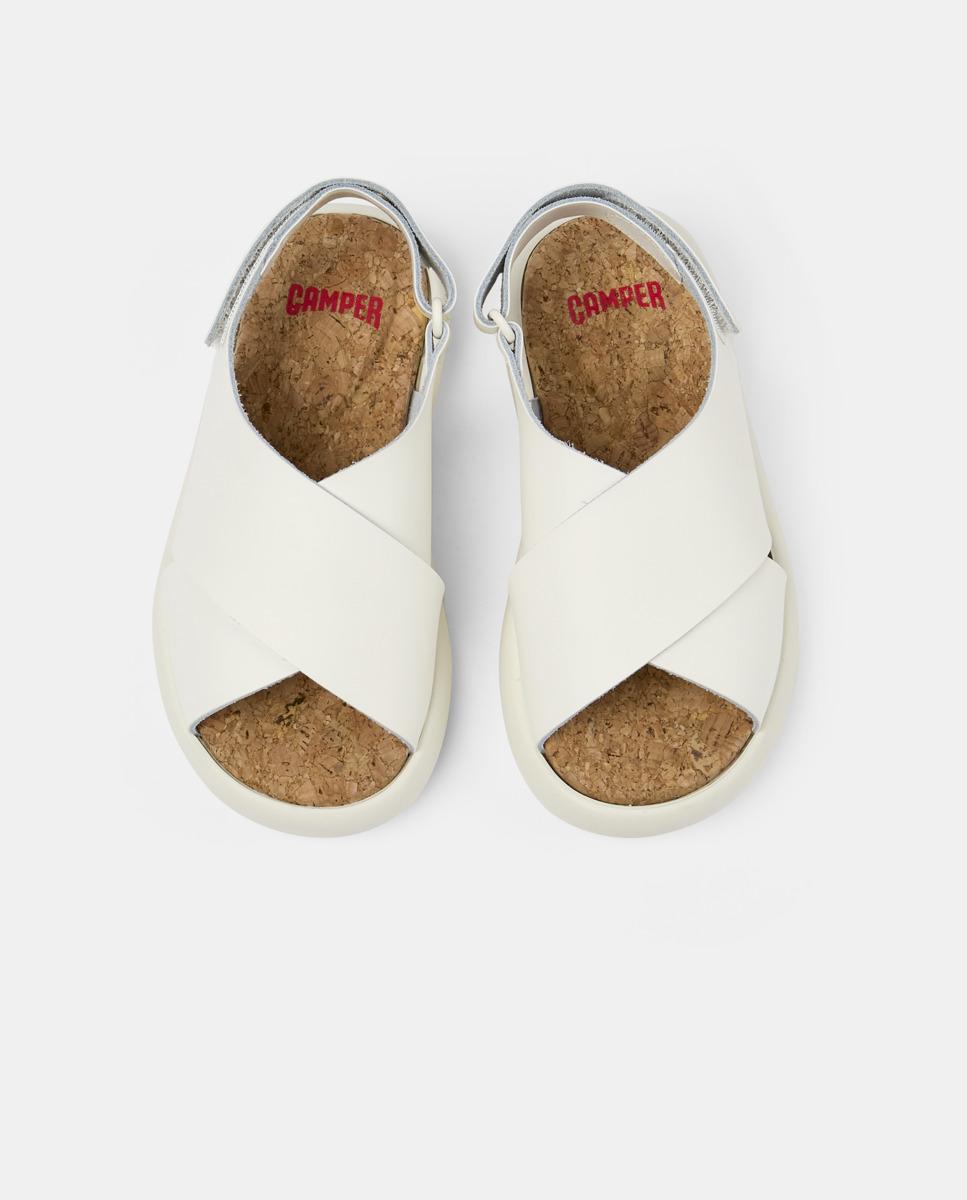 Sandálias Fechadas Infantil de Pele com Tira em X - Branco Branco-3