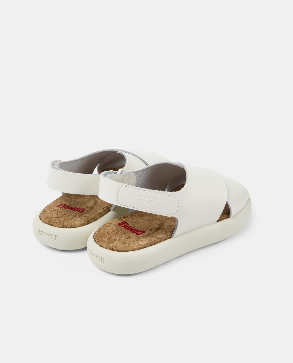 Sandálias Fechadas Infantil de Pele com Tira em X - Branco Branco-4