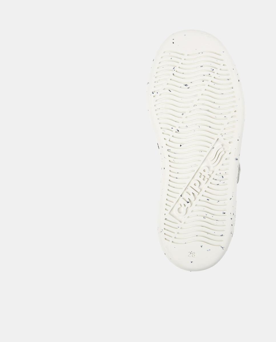 Sapatilhas de Pele Infantil Lisas com Velcro Camper Branco-5