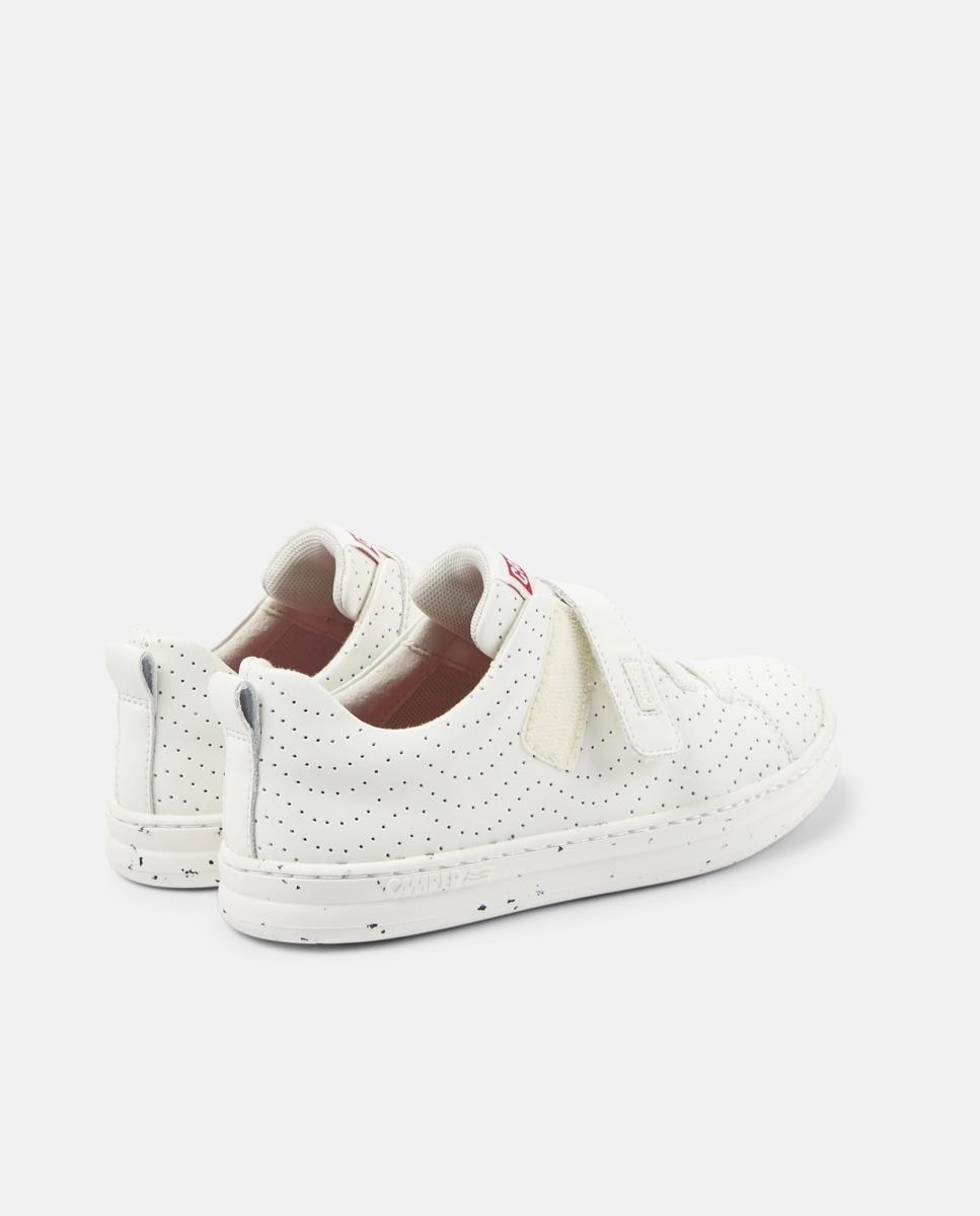 Sapatilhas de Pele Infantil Lisas com Velcro Branco-4