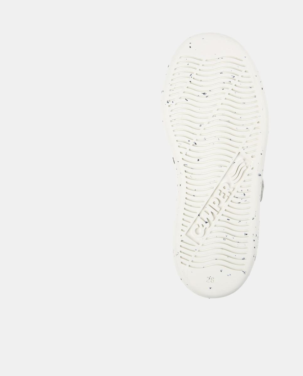 Sapatilhas de Pele Infantil Lisas com Velcro Branco-5