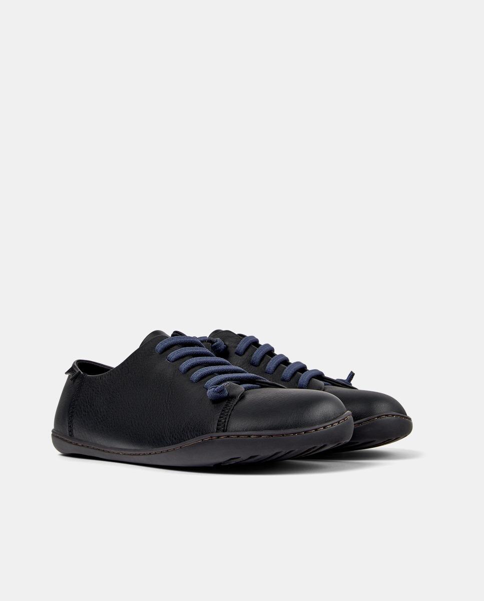 Sapatos de Cordões Peu Cami de Pele Lisos Preto-2