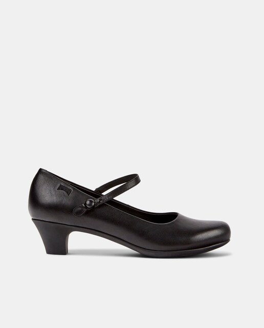 Imagem 0 de Sapatos de Salto Helena Baixos com Tacão de Bloco em Preto