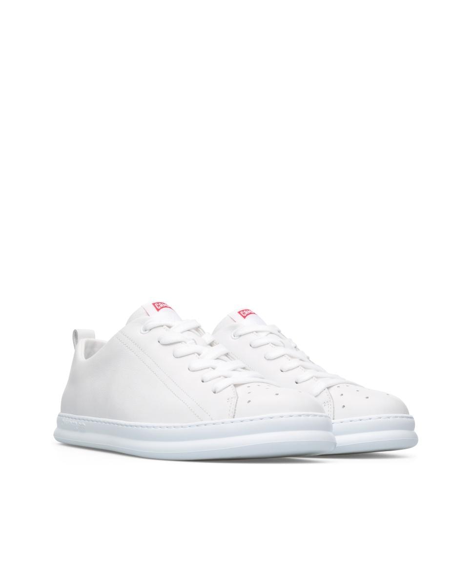 Sapatilhas de Pele Runner Four Lisas com Atacadores Branco-2