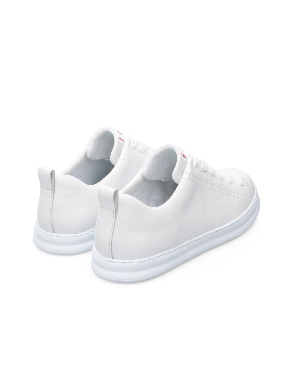 Sapatilhas de Pele Runner Four Lisas com Atacadores Branco-4