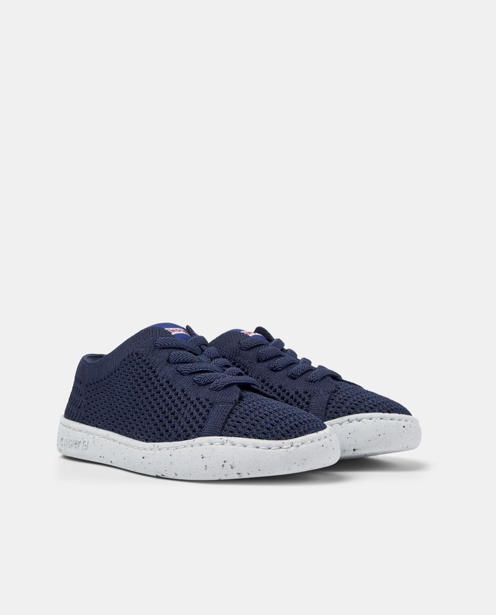 Sapatilhas de Tecido Infantil Lisas com Atacadores Camper Azul-2