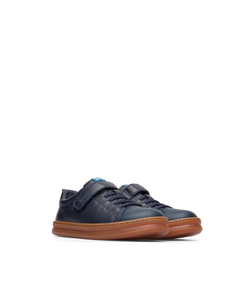 Sapatilhas de Pele Runner Four Lisas com Velcro Camper Azul-marinho-2