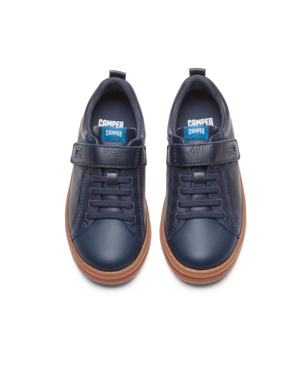 Sapatilhas de Pele Runner Four Lisas com Velcro Camper Azul-marinho-3